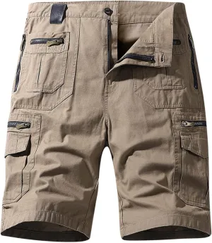 Big and Tall Cargo Shorts for Men Relaxed Fit Buckle Zipper Summer Casual 5" Inseam Linen Shorts Multi Pockets