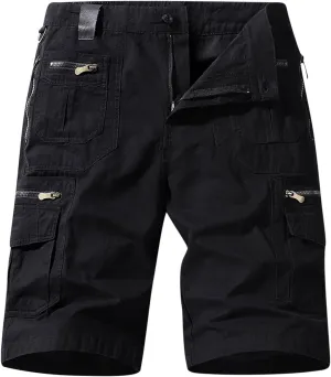 Big and Tall Cargo Shorts for Men Relaxed Fit Buckle Zipper Summer Casual 5" Inseam Linen Shorts Multi Pockets