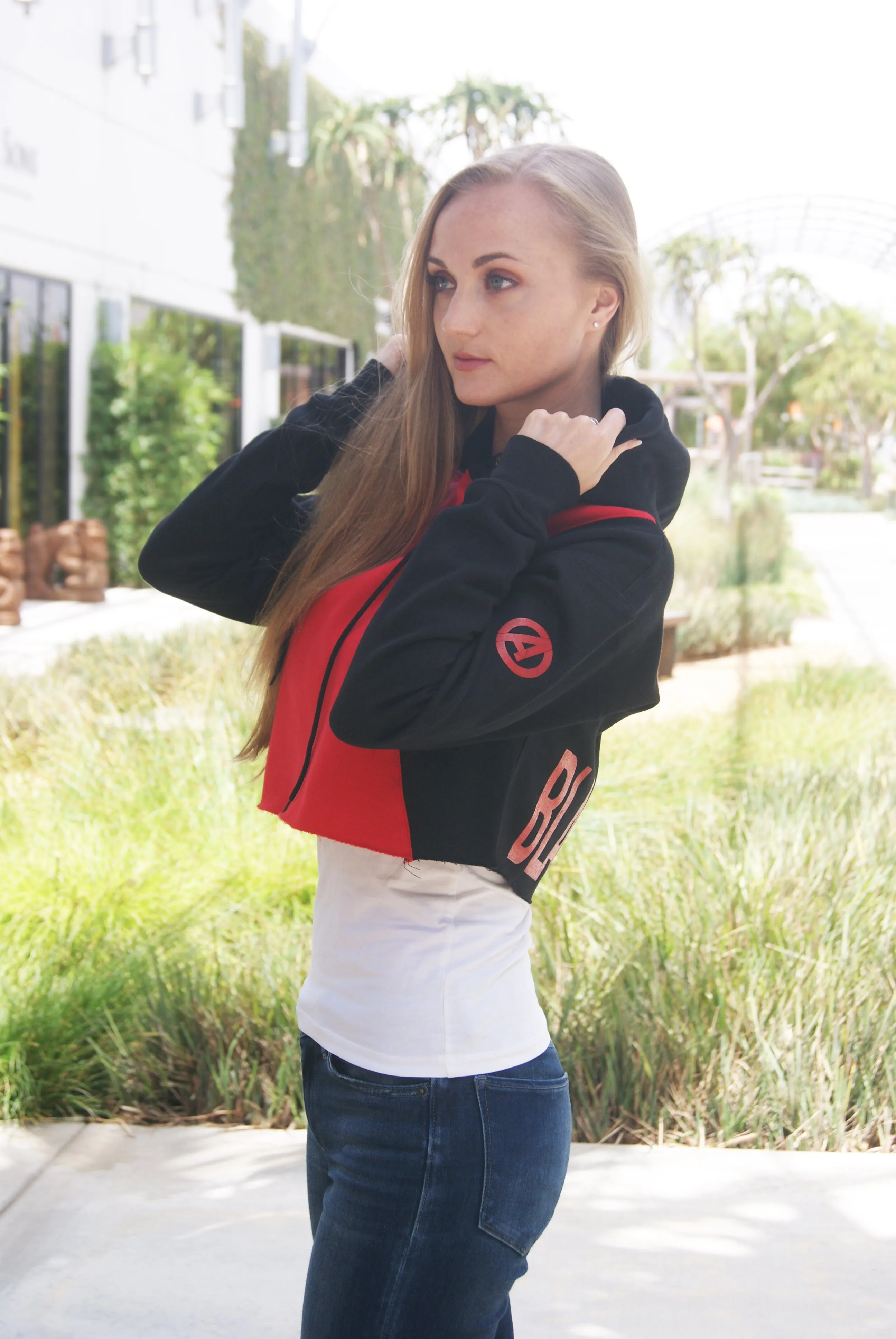 Black Widow Crop Hoodie