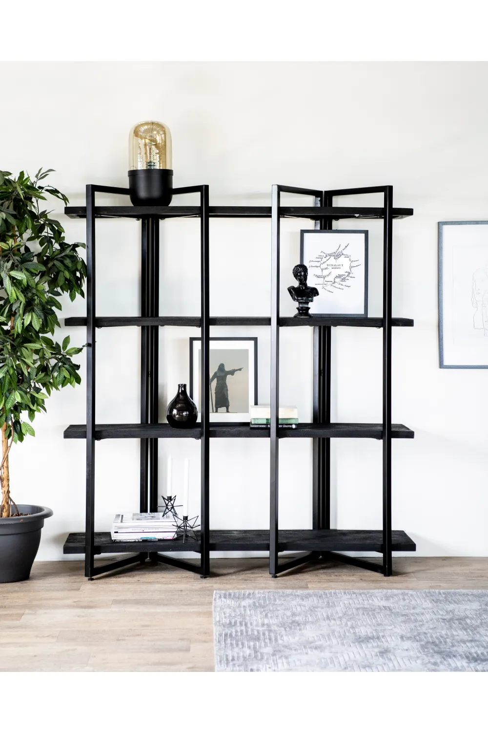 Black Wood 4-Shelf Bookcase | Eleonora Eddy High