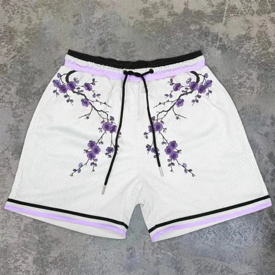 Blavra Noble Luxury Purple Literary Holiday Printed Shorts