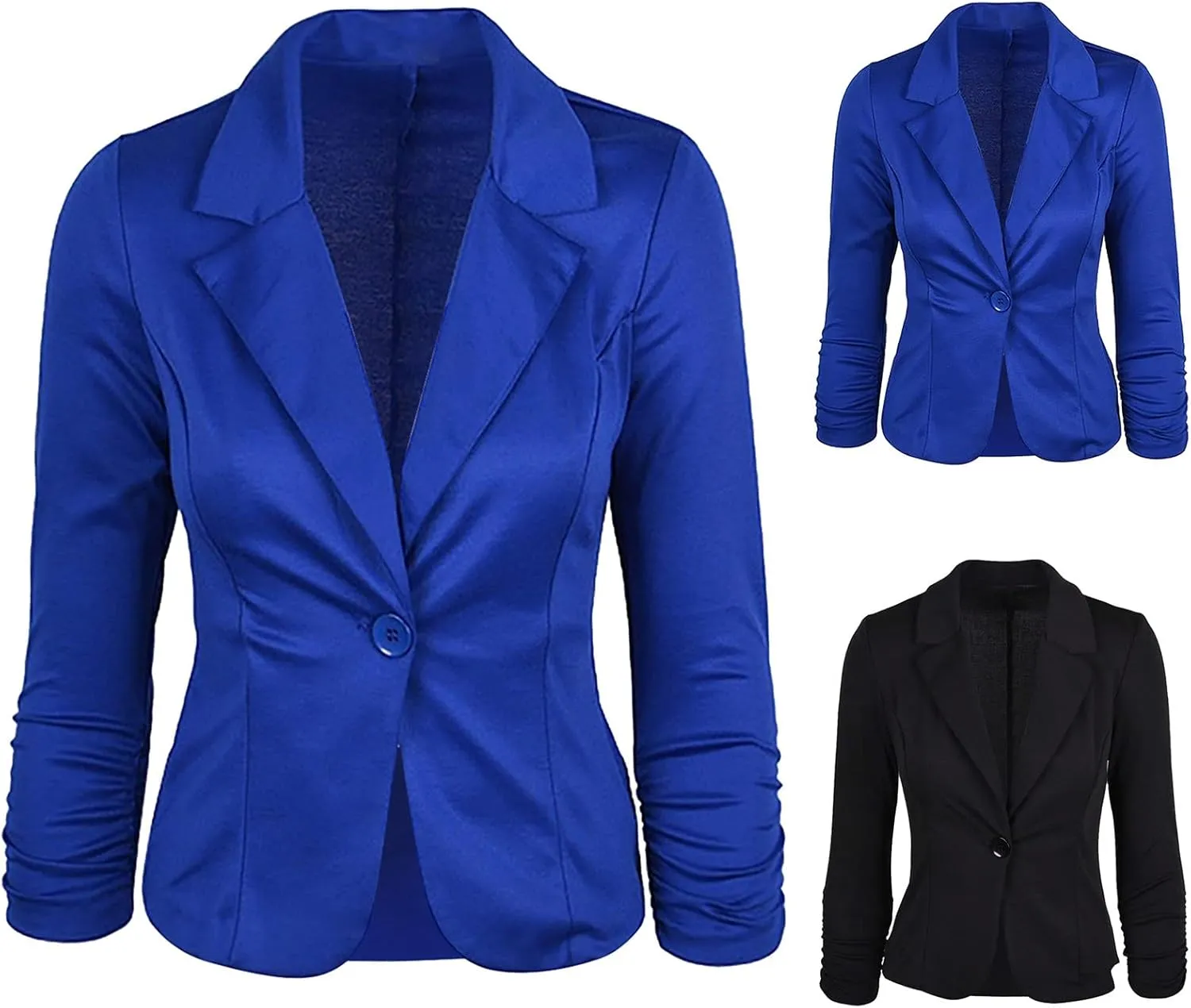 Blazer Jacket for Women Ladies' Solid Color Slim Fit One Button Middle Sleeve Leisure Suit Jacket Down Jacket Coat
