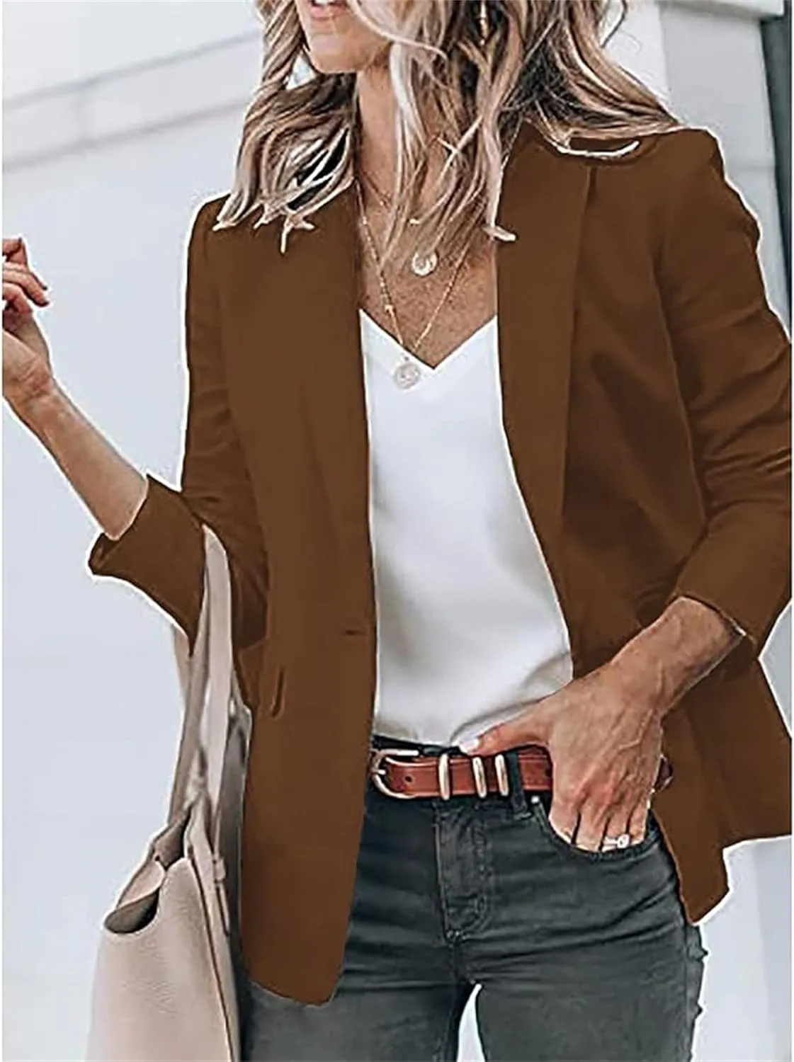 Blazers for Women Business Casual Fall Fashion 2024 Blazer Long Sleeve Open Front Blazer Work Office Suits Jacket