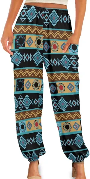 Boho Pants for Women Trendy Harem Pants with Pockets High Waist Yoga Pants Soft Athletic Pants Casual Activewear