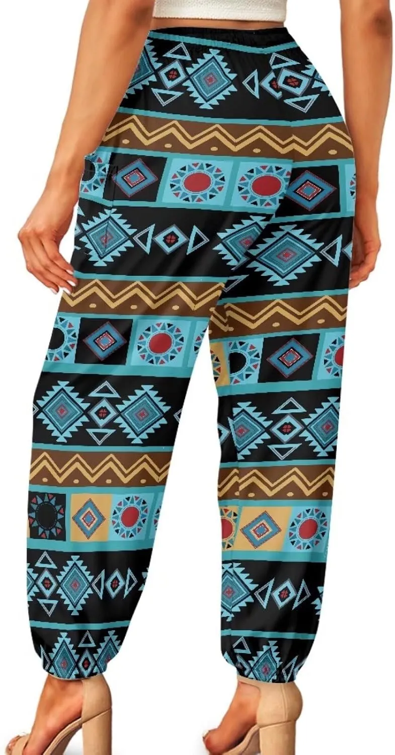 Boho Pants for Women Trendy Harem Pants with Pockets High Waist Yoga Pants Soft Athletic Pants Casual Activewear