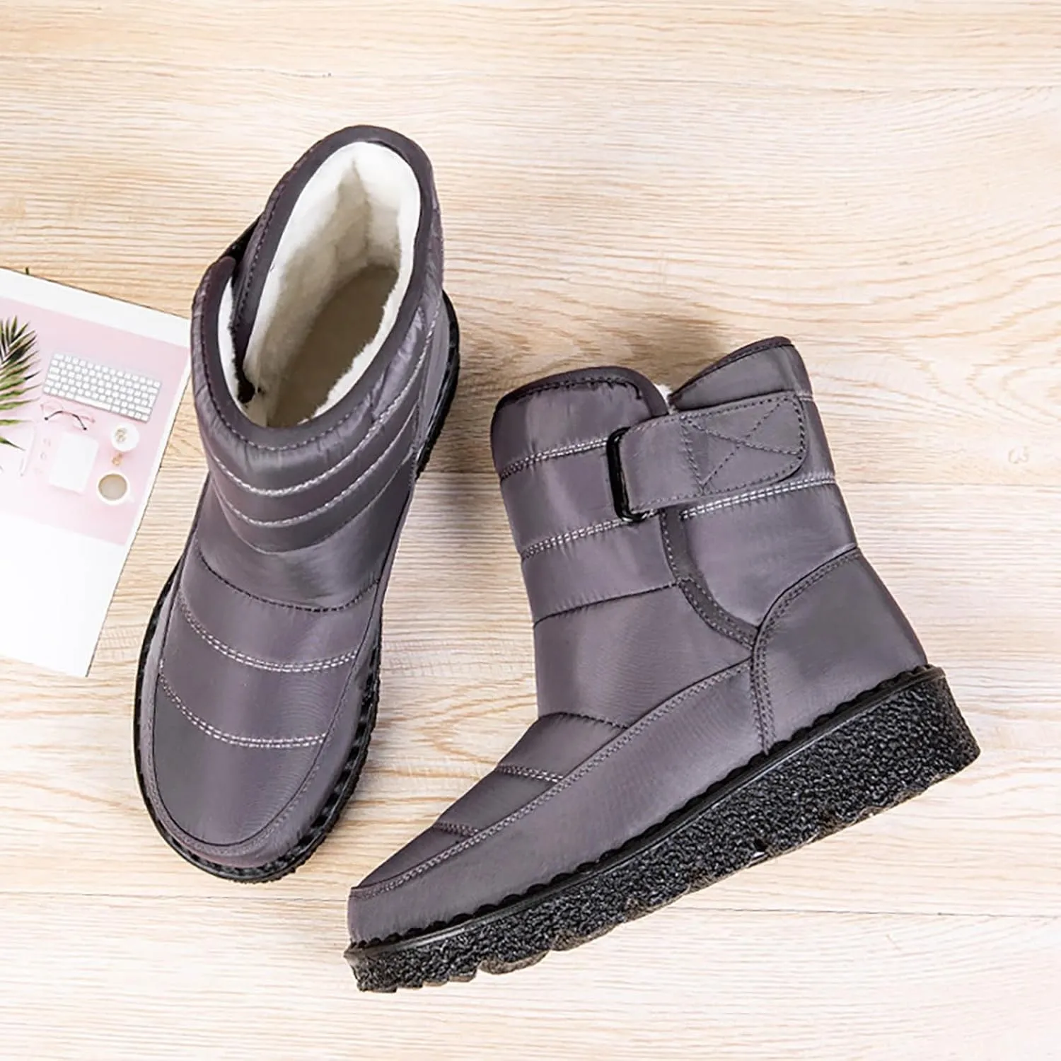 Botas De Invierno Para Mujer Elegantes Con Tacon Botas Invierno Para Mujer White Snow Boots for Women Fuzzy Boots Womens Snow Shoes Waterproof of Today