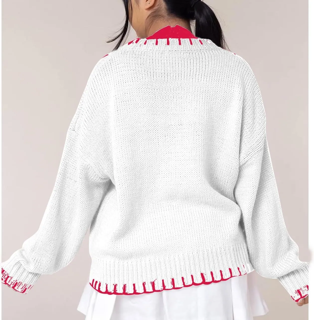 Bow Sweater Women 2025 Holiday Tops Spring Trendy Long Sleeve Valentines Day Outfit Sweater With Bows