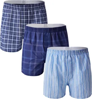 Boxers for Men Pack Woven Relaxed Fit Big Tartan Moisture Wicking Assorted Color Value Multipacks