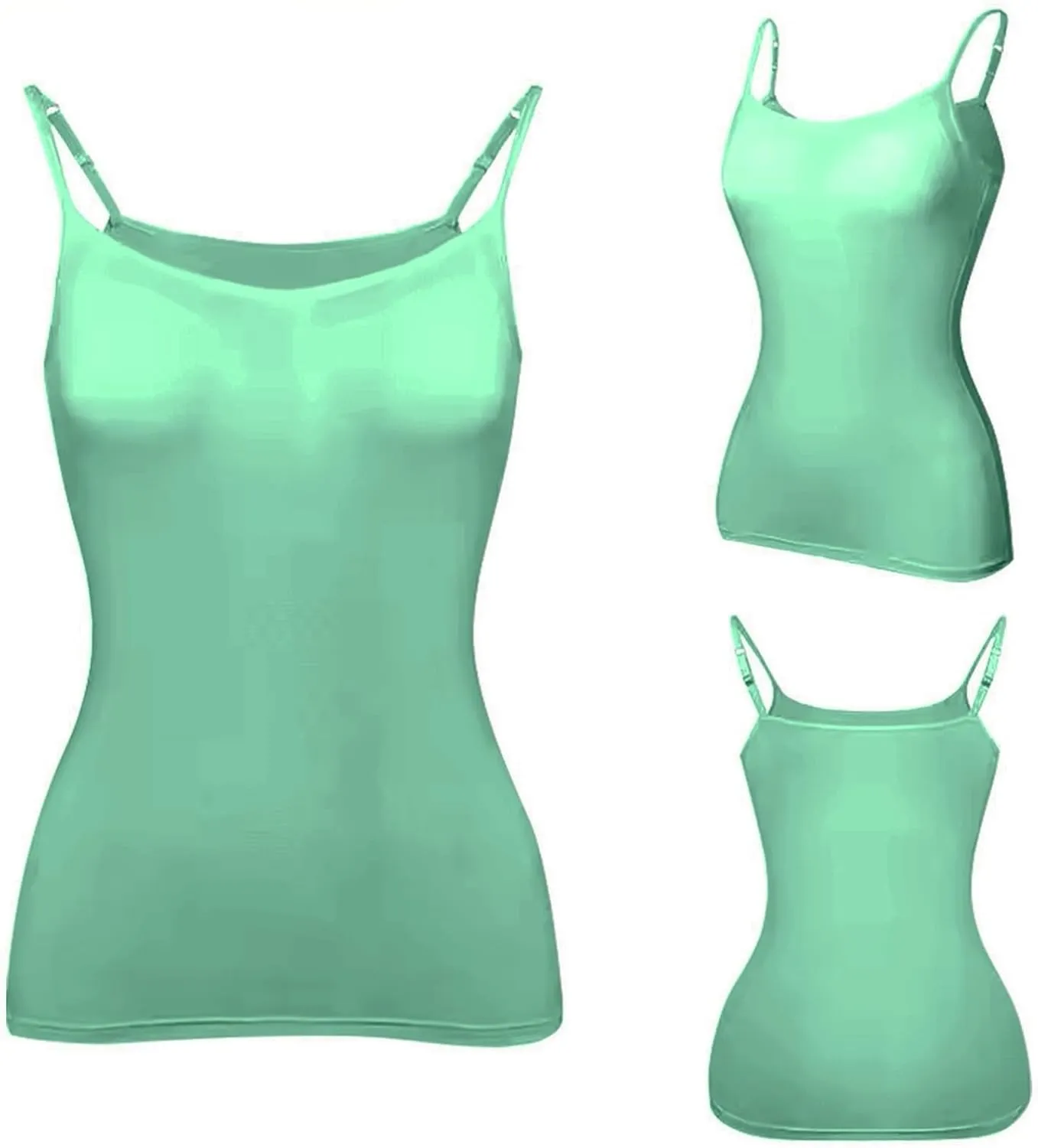 Camisole Top for Women Built in Bra 2024 Summer Soft Comfy Adjustable Spaghetti Strap Layer Cami Tank Top