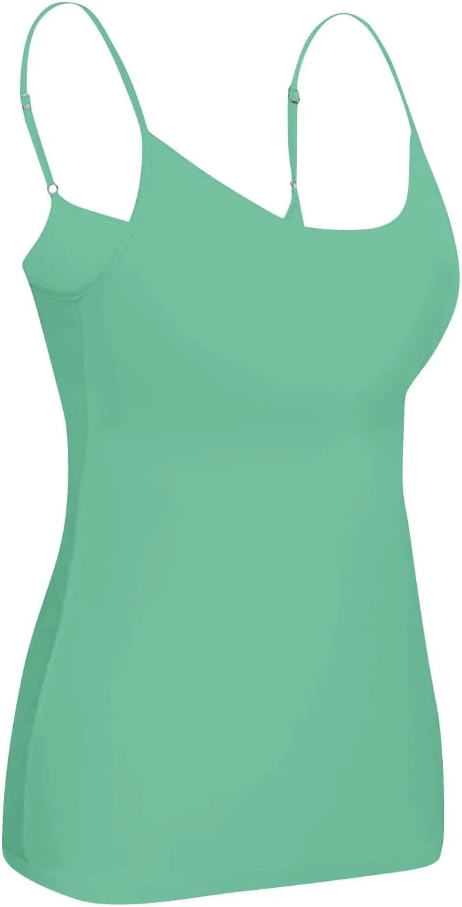 Camisole Top for Women Built in Bra 2024 Summer Soft Comfy Adjustable Spaghetti Strap Layer Cami Tank Top