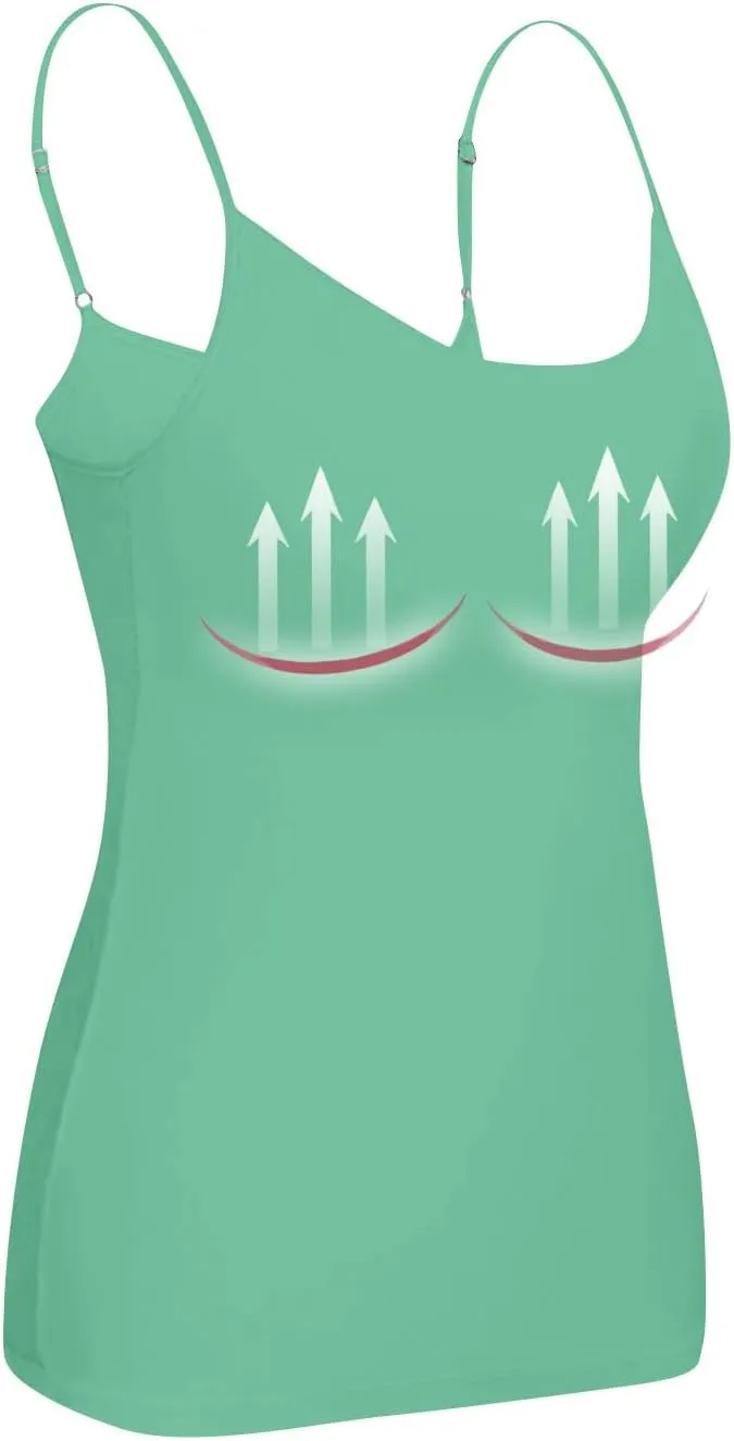 Camisole Top for Women Built in Bra 2024 Summer Soft Comfy Adjustable Spaghetti Strap Layer Cami Tank Top