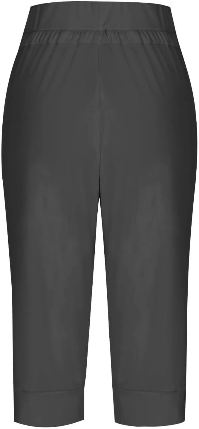 Capri Pant for Women Slim Athletic Pants Joggers Stretch Drawstring Waist Lightweight Casual Hiking Pant with Pockets