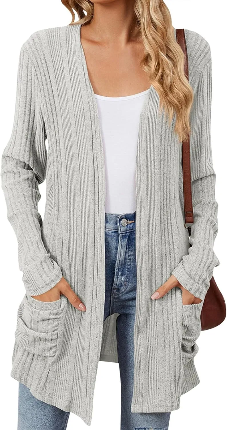 Cardigan Sweaters for Women 2024 Fall Open Front Knit Cardigan Breathable Soft Drape Duster Lightweight Ladies Coat