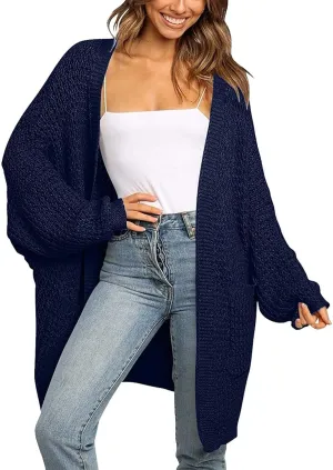 Cardigan Sweaters for Women Dressy 2024 Fall Waffle Knit Batwing Long Sleeve Cardigan Loose Open Front Sweater Coat