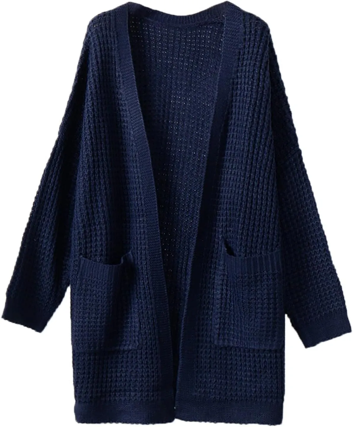 Cardigan Sweaters for Women Dressy 2024 Fall Waffle Knit Batwing Long Sleeve Cardigan Loose Open Front Sweater Coat