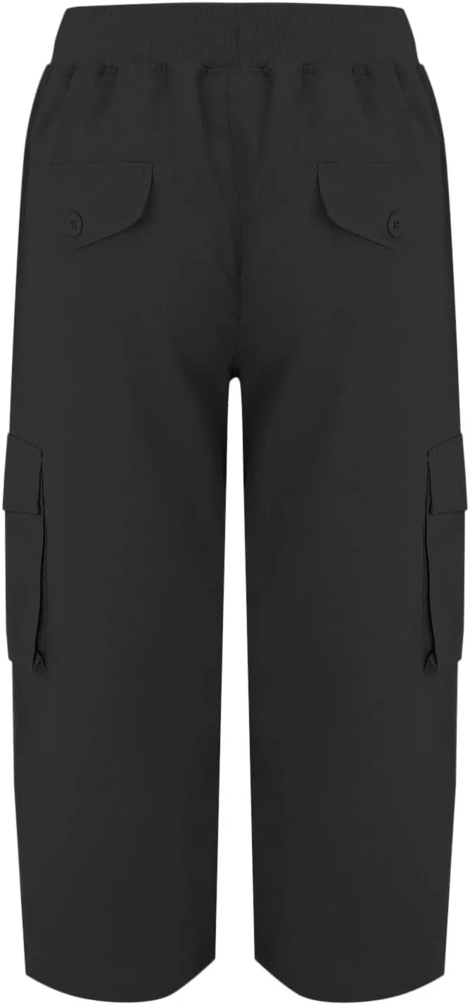 Cargo Capris for Women Casual Drawstring Lightweight Cropped Pants with Pockets Summer Workout Hiking Baggy Trousers