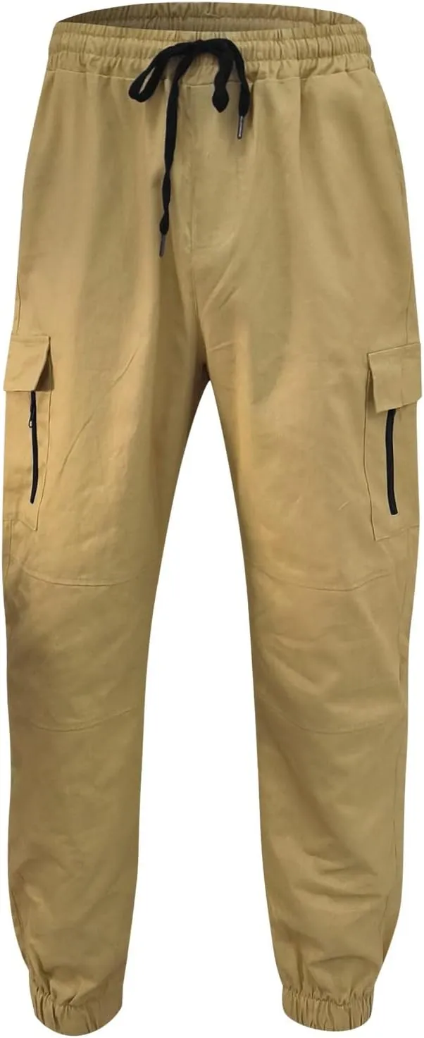 Cargo Pants for Men Big and Tall Pants for Men with Zipper Casual Pockets Street Sports Men's Slim Jogging Sweatpants