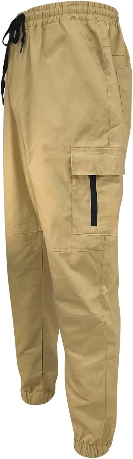 Cargo Pants for Men Big and Tall Pants for Men with Zipper Casual Pockets Street Sports Men's Slim Jogging Sweatpants