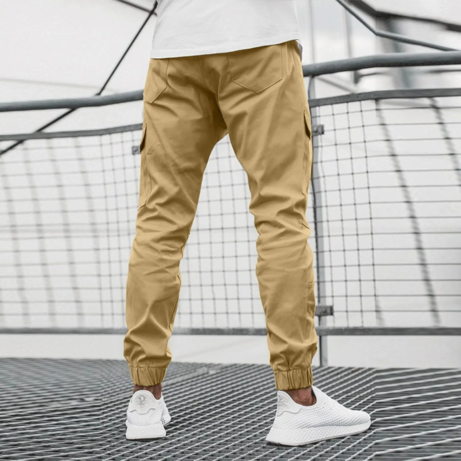 Cargo Pants for Men Big and Tall Pants for Men with Zipper Casual Pockets Street Sports Men's Slim Jogging Sweatpants