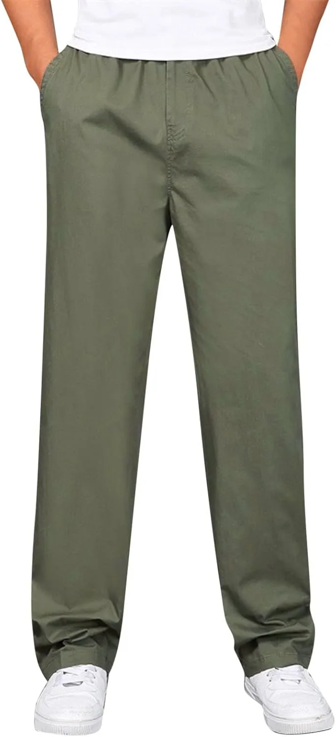 Cargo Pants for Men,Mens Relaxed Fit Outdoor Cargo Pants Casual Drawstring Athletic Jogger Sports Trousers