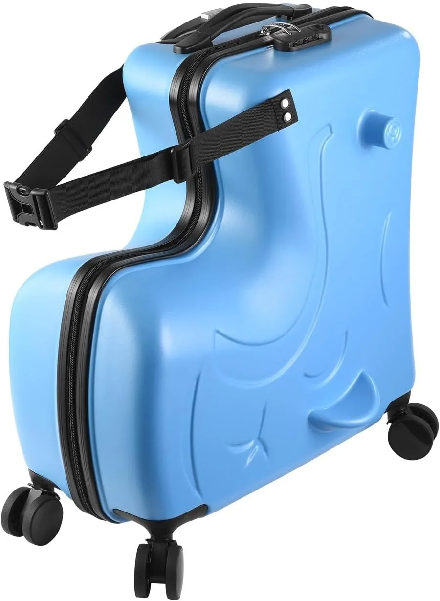 Carry Luggage - Ride Suitcase for Kids with 360 Degrees Wheels | Ride Luggage with Safety Belt | Scooter Luggage for Kids | Scooter Luggage for Airplane Travel