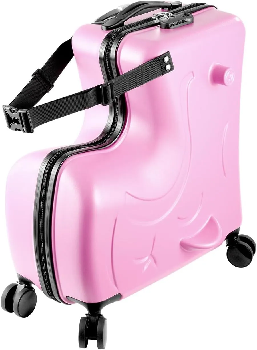 Carry Luggage - Ride Suitcase for Kids with 360 Degrees Wheels | Ride Luggage with Safety Belt | Scooter Luggage for Kids | Scooter Luggage for Airplane Travel
