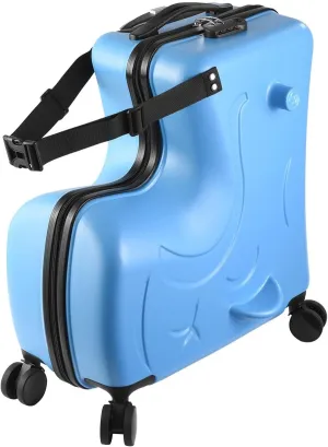 Carry Luggage - Ride Suitcase for Kids with 360 Degrees Wheels | Ride Luggage with Safety Belt | Scooter Luggage for Kids | Scooter Luggage for Airplane Travel