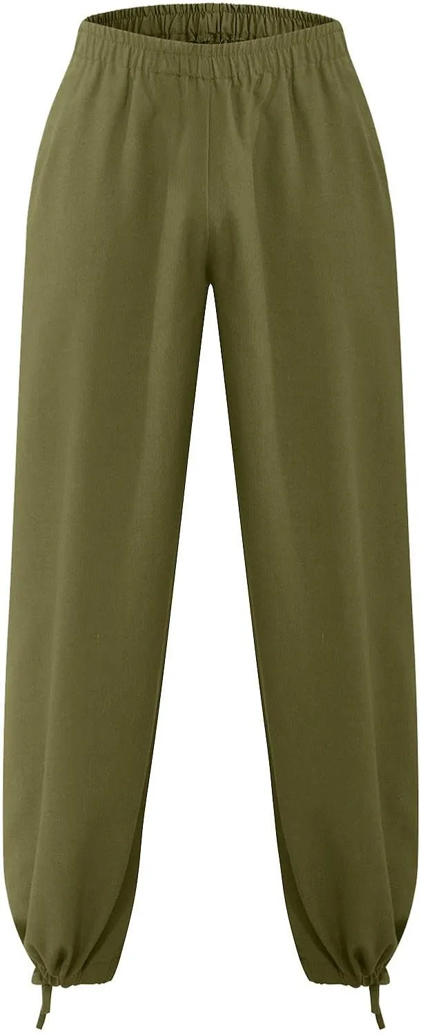 Cdiecer Linen Wide Leg Pants Men Summer Beach Pants Lightweight Baggy Pants Elastic Waist Drawstring Trousers Harem Pants