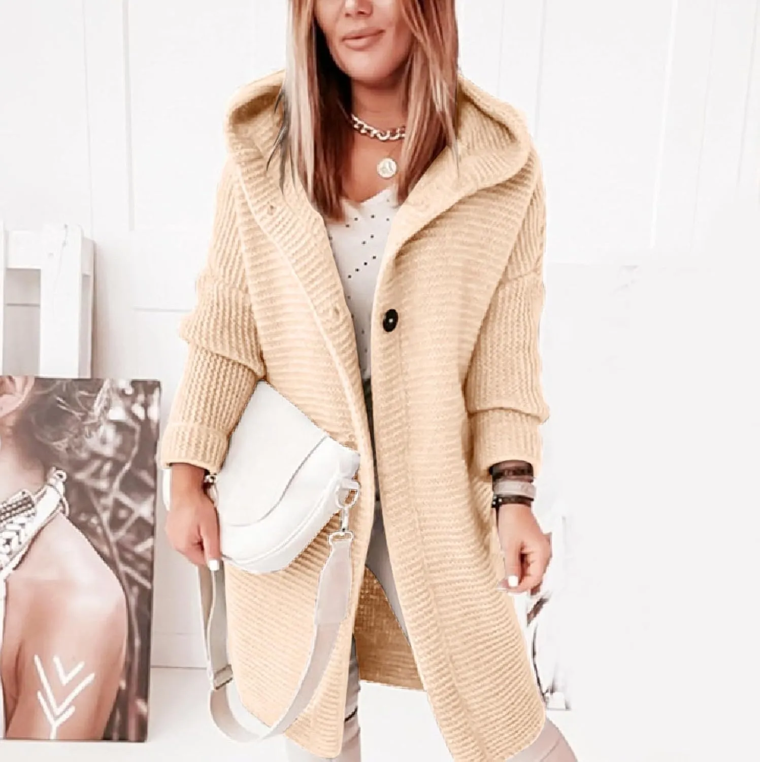 ChicCrate Womens Fashion Cardigan Sweater Soft Knit Open Front Casual Cardigan 2025 Fall Jackets Outfits Winter Clothes