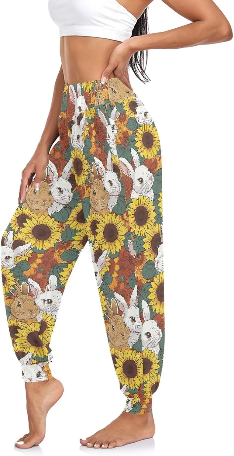 CHIFIGNO Women's Harem Pants Athletic Joggers High Waist Lounge Pants Ladies Yoga Pants