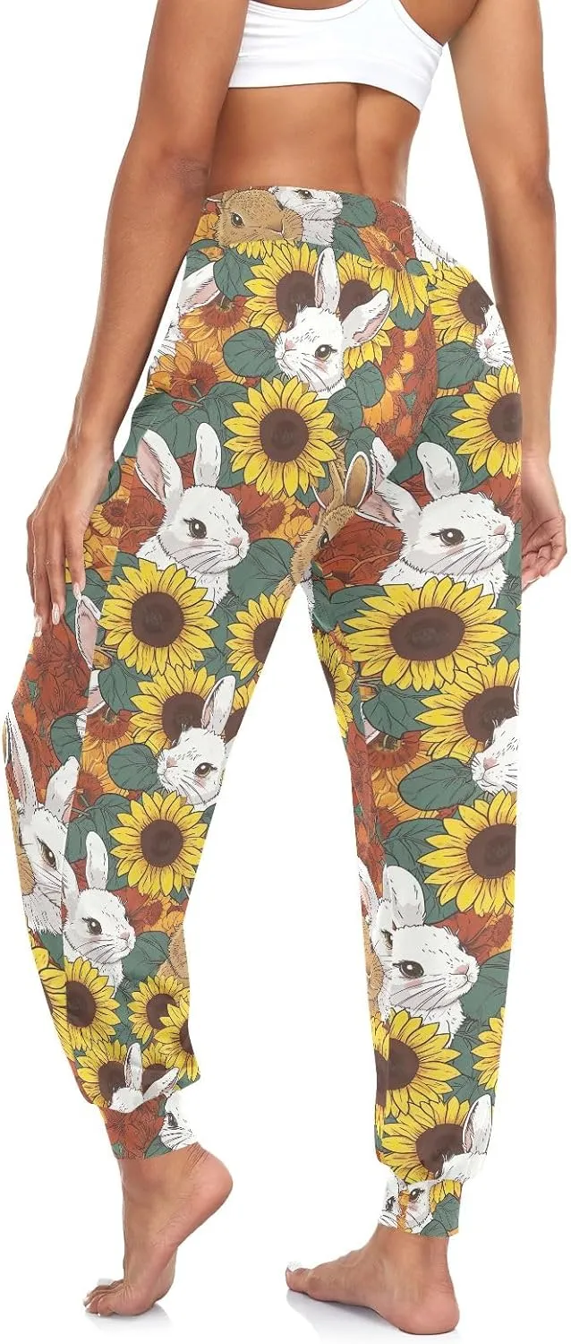 CHIFIGNO Women's Harem Pants Athletic Joggers High Waist Lounge Pants Ladies Yoga Pants