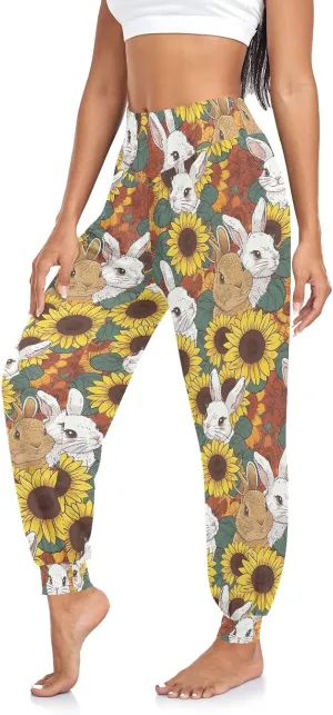 CHIFIGNO Women's Harem Pants Athletic Joggers High Waist Lounge Pants Ladies Yoga Pants