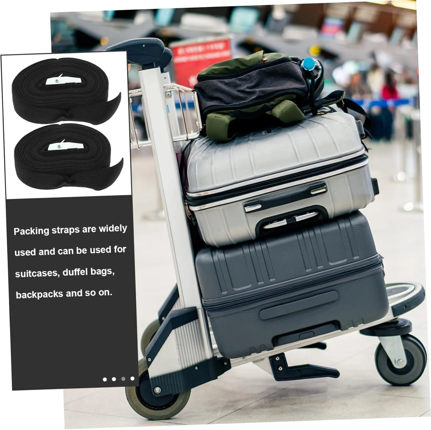 Ciieeo 3Pcs Thickened Cargo Straps with Pressing Packing for Suitcase Luggage and Backpack Easy Installation Tie Down