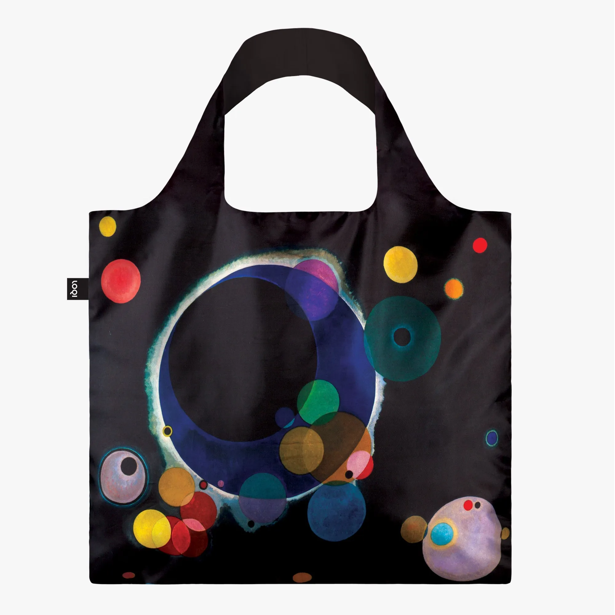 Colorful Circles Recycled LOQI Tote Bag with Kandinsky Art