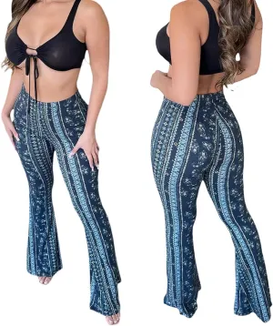 Comfy Flare Leggings&Bell Bottom Leggings for Women/Boho Yoga Pants Girls' Paisley Flare Pants Flower & Color Stripe Pattern