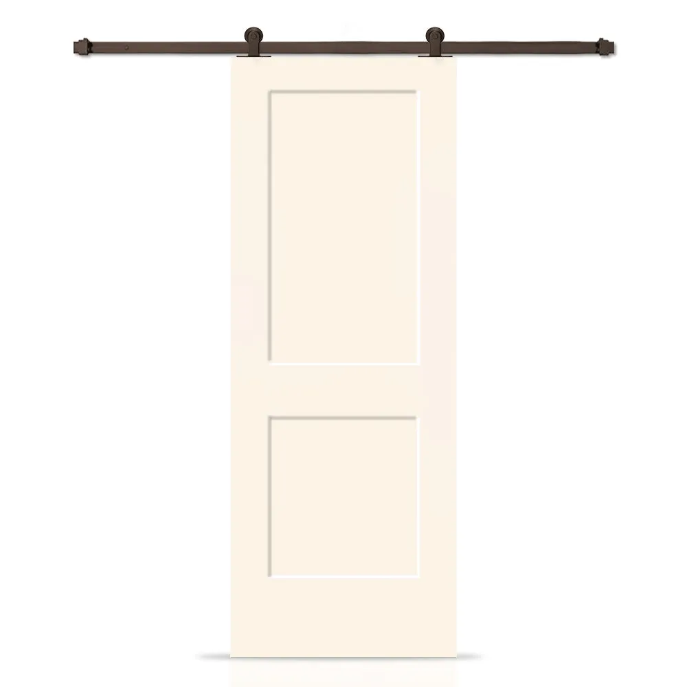 Composite MDF Solid Core 2-Panel Shaker Interior Sliding Barn Door with Hardware Kit