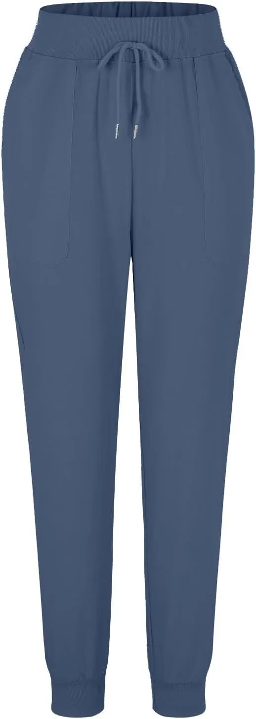 Cotton Linen Pants Women Breathable Comfy Solid Color Palazzo Pants Casual Trendy Elastic Waist Trousers with Pockets