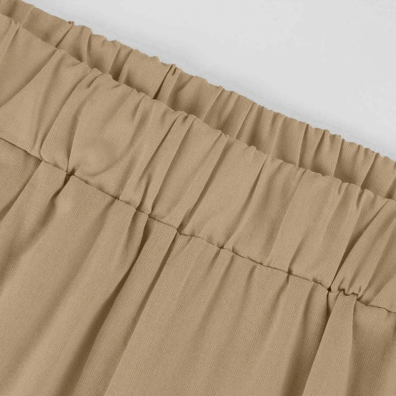 Cotton Linen Pants Women High Waist Straight Leg Loose Lounge Pants Solid Baggy Lightweight Pant with Side Pockets