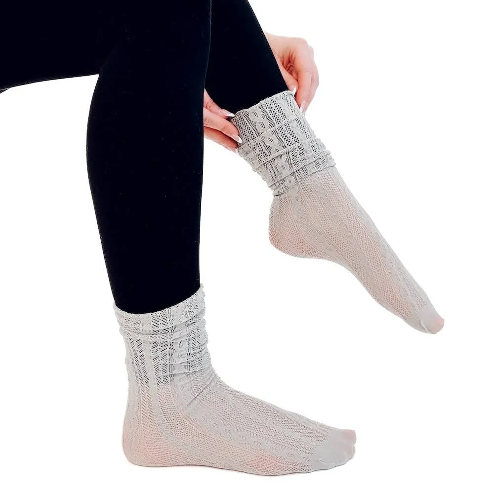 Cream Scrunch Lace Socks