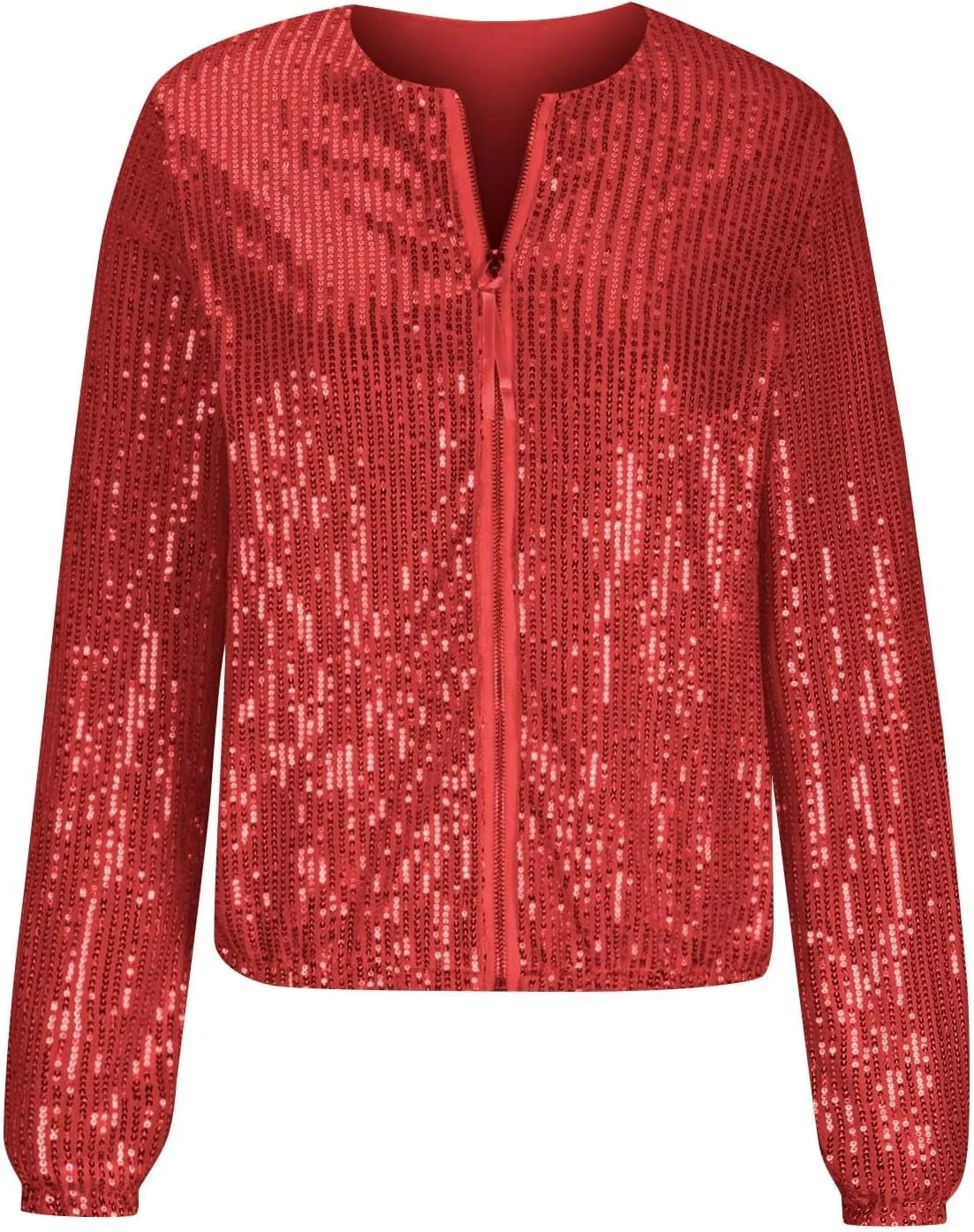 DDAPJ pyju Womens Sequin Jacket Shiny Glitter Sparkly Bomber Jackets Long Sleeve Zip Up Coats 2025 Fashion Party Clubwear