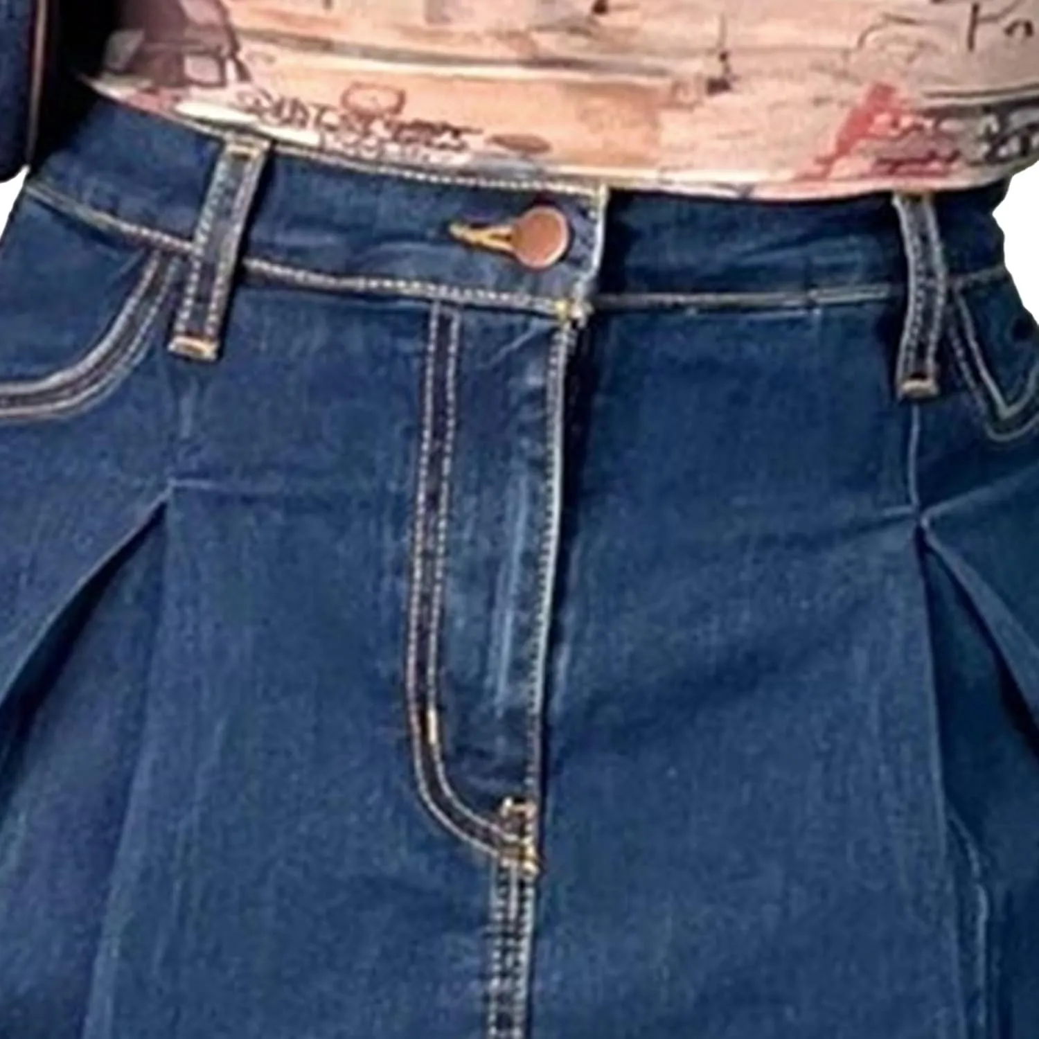 Denim Skort for Women Casual Pleated High Waisted Mini Skirts Shorts Jeans Stretchy Raw Hem Shorts