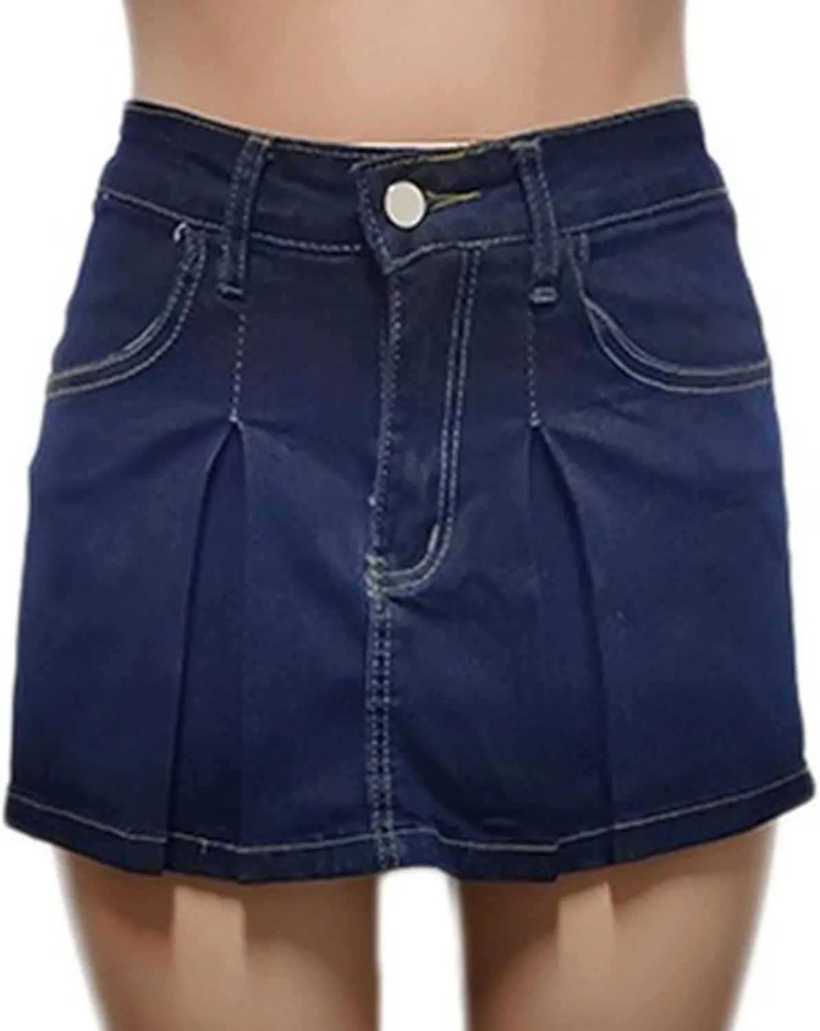 Denim Skort for Women Casual Pleated High Waisted Mini Skirts Shorts Jeans Stretchy Raw Hem Shorts