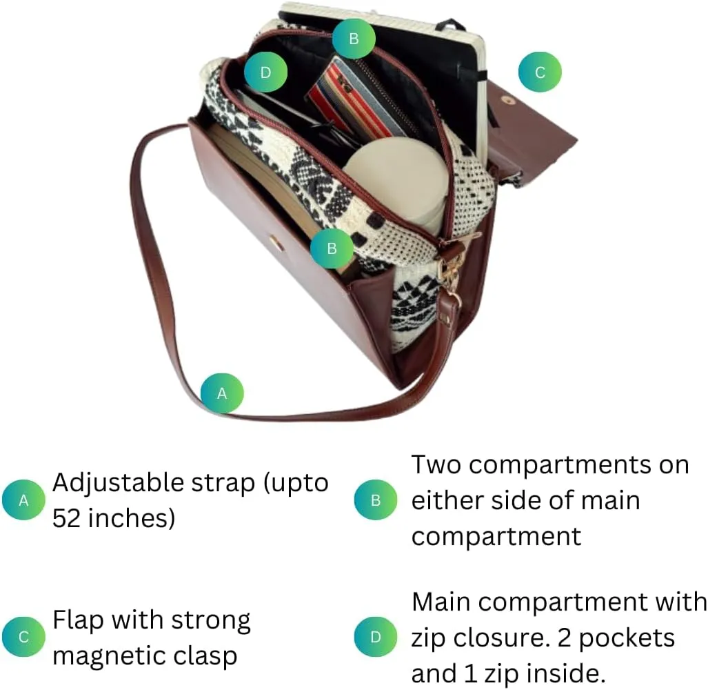 Designer Vegan Leather Handbag for Women Tan Brown Crossbody Tote and Shoulder Bag Medium Size Purse