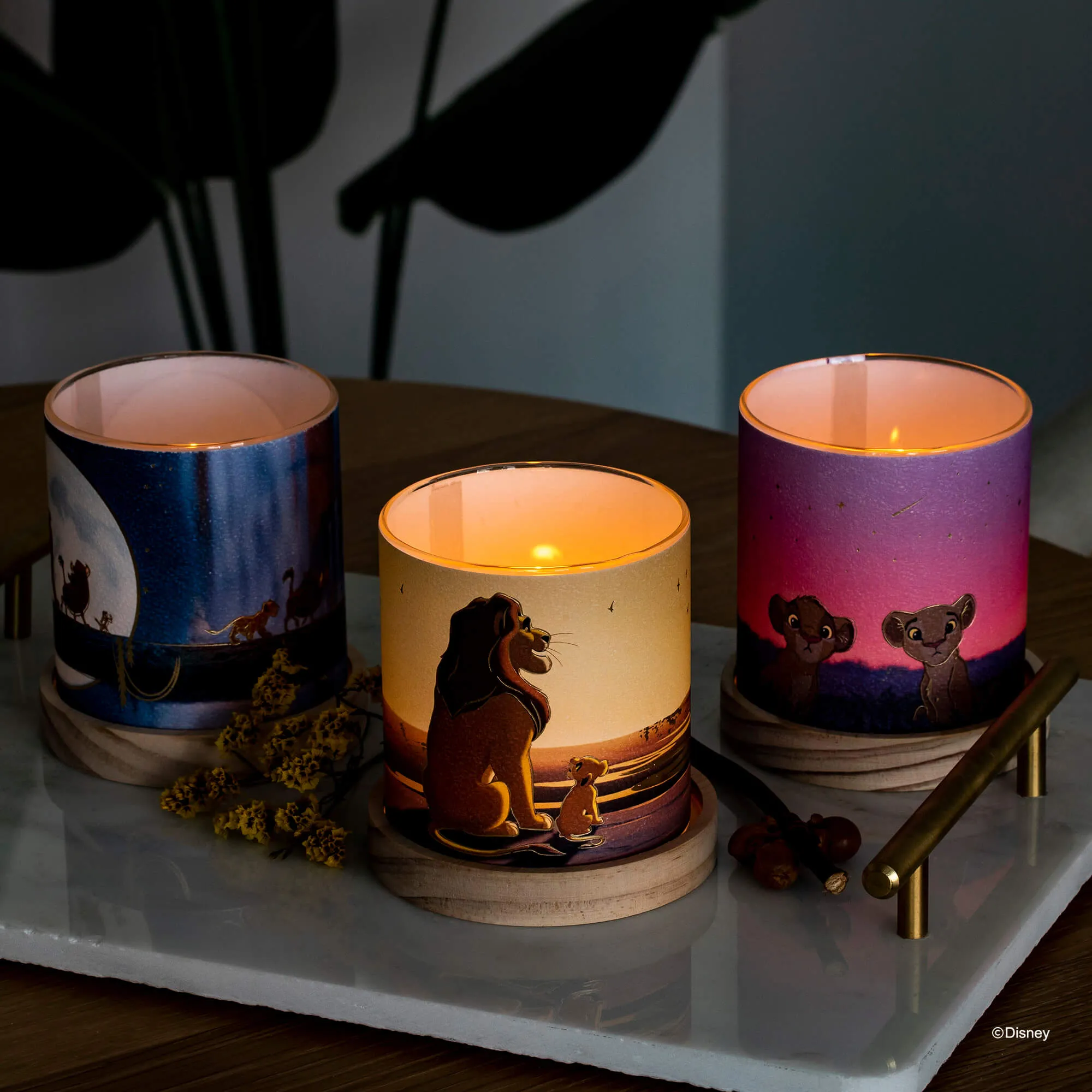 Disney Mini Glass Lantern Simba & Mufasa