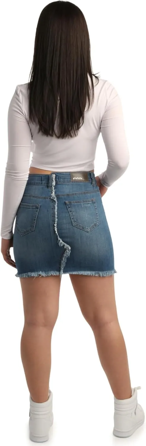 dollhouse Women's Skirt - Casual Denim Skirt with Pockets - Mini or Maxi Jean Skirt for Women (1-13)