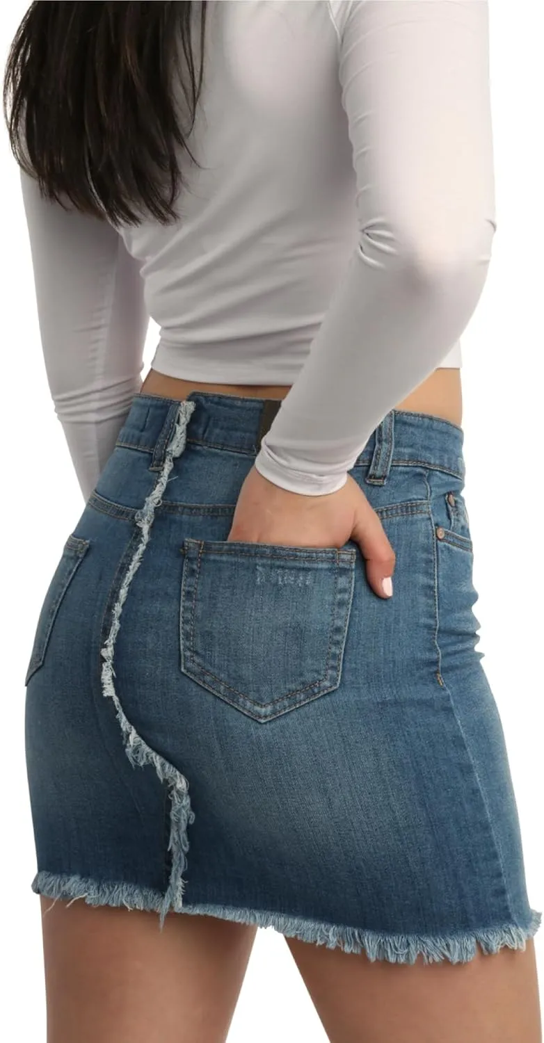 dollhouse Women's Skirt - Casual Denim Skirt with Pockets - Mini or Maxi Jean Skirt for Women (1-13)