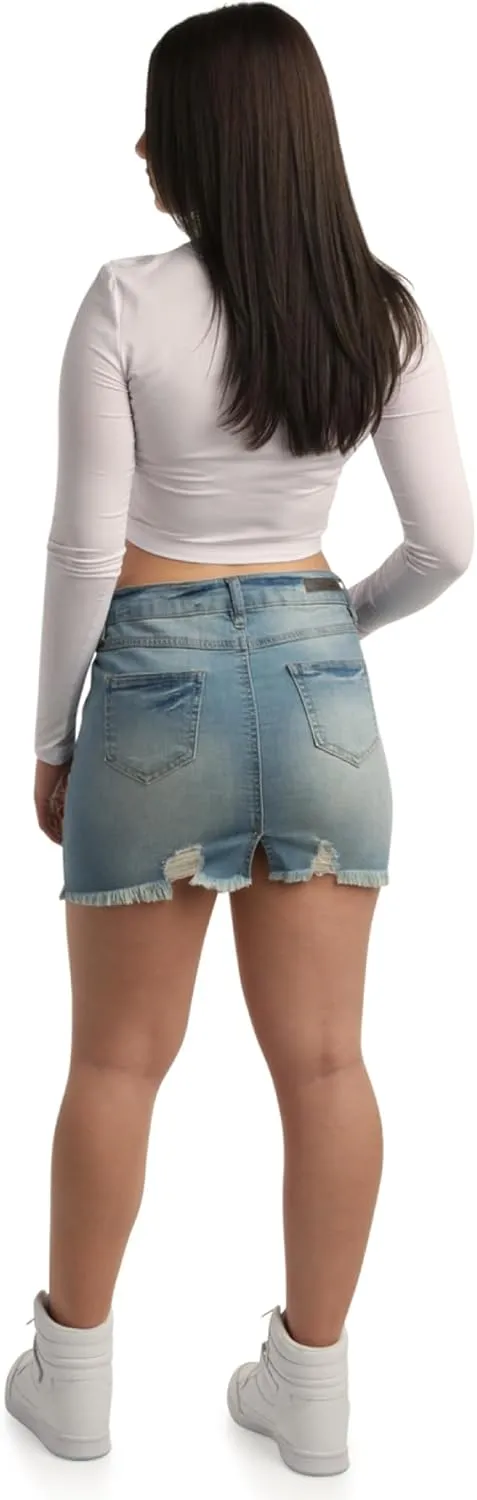 dollhouse Women's Skirt - Casual Denim Skirt with Pockets - Mini or Maxi Jean Skirt for Women (1-13)