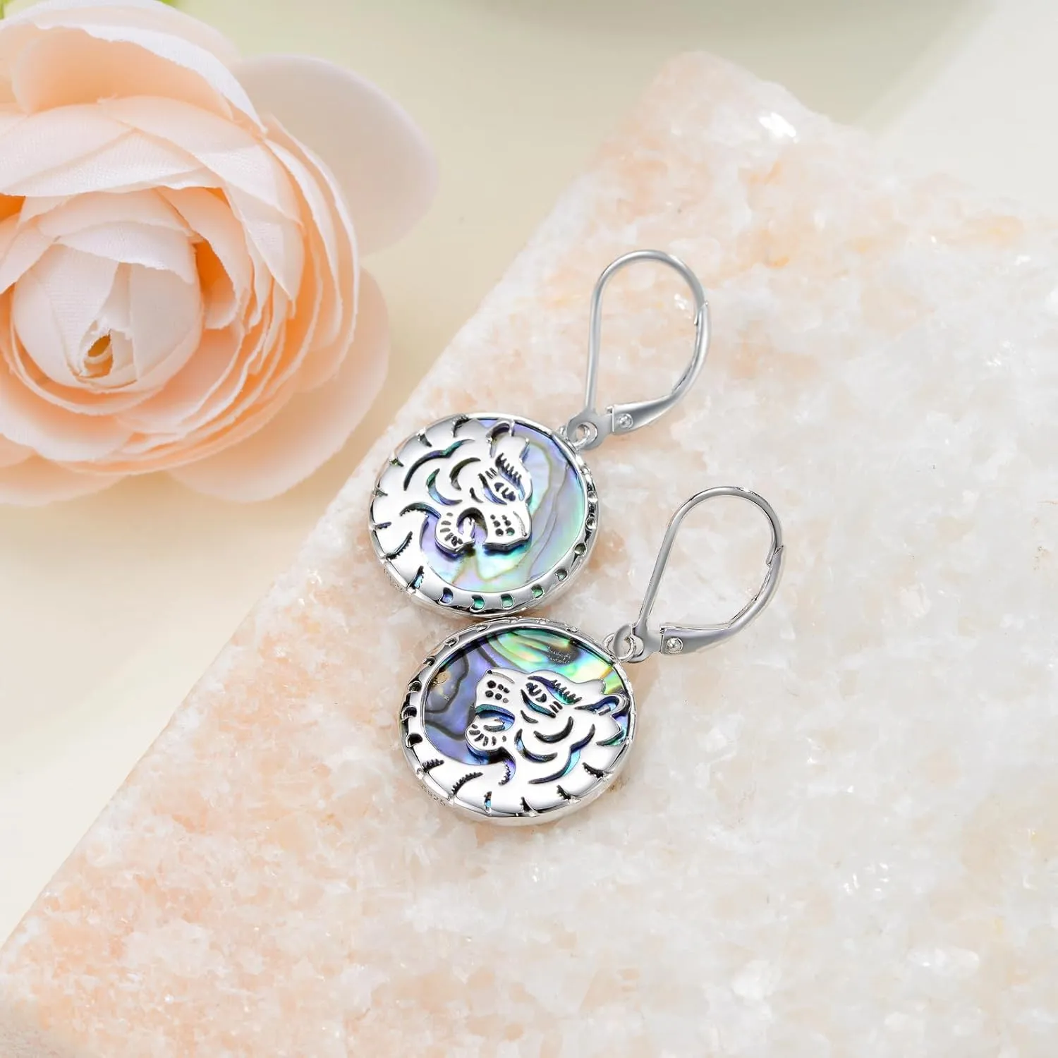 Dove/Bunny/Cat/Teddy/Beetle/Hummingbird/Tiger Earrings 925 Sterling Silver Dangle Leverback Earrings Animal Jewelry Gifts for Women