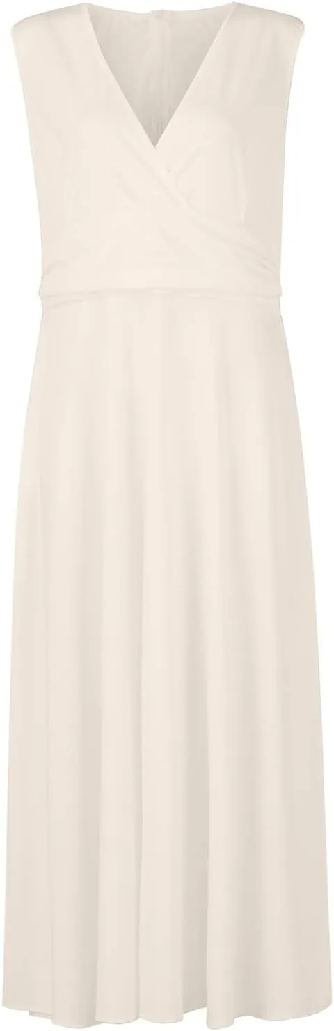 Dresses for Women 2025 Sleeveless Floral Print Sundress Wrap V Neck Flowy Ruched Boho Dress High Waist Maxi Dress