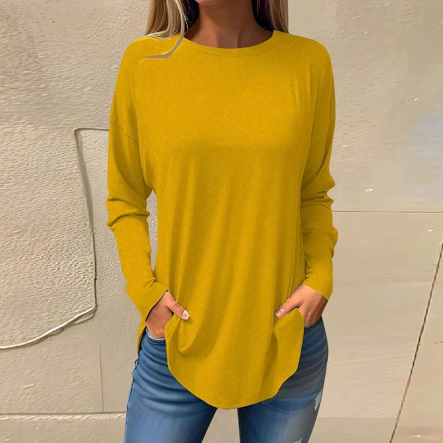 DuDubaby Blouses for Women Dressy Casual Long Sleeve Shirts Cool Retro Floral Print Round Neck Tee Loose Fit Office Blouses